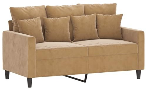 ULUYYUC Schlafsofa Sofas & Couches Schlafcouch Ecksofa - 2-Sitzer-Sofa Braun 120 cm Samt für Party Garten Terrasse Lounge