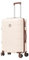 ATX Luggage Medium Suitcase on 4 Dual Spinner Wheels Super Lightweight ABS Hard Shell Hold Check in with Built-in TSA Lock (Off-White/Brown, 65Liter)