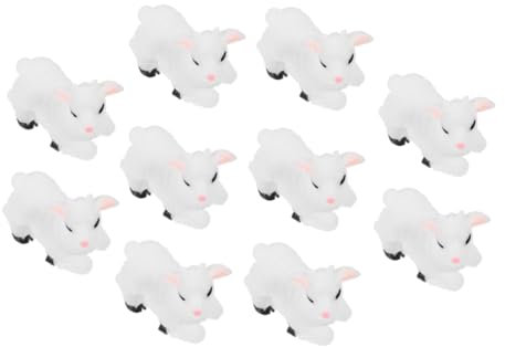 AUTSUPPL 10pcs Lamb Ornaments Adorable Animal Figures Resin Garden Decor Sheep Statues for Miniature Landscape Courtyard Accessory