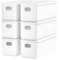johgee 6 unidades de cajas de almacenamiento con tapa, cajas de almacenamiento de plástico con asas, cajas organizadoras multifuncionales para cocina, dormitorio, armario, baño