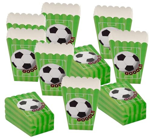 24 Pack Football Popcorn Boxes FEIEQILAI Football Candy Boxes Popcorn Bags Cartoon Paper Candy Containers Popcorn Cups Party Bag Treat Boxes for Birthday Party Football Theme Party