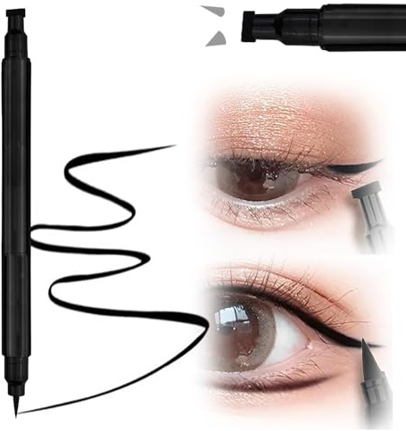 2 in 1 Eyeliner Stamp Wingliner, Black Eyeliner Pencil, Wing Cat Eye Stamp, Waterproof Long Lasting and Smudgeproof for Women Pen Winged Eyeliner Pencil(Black)