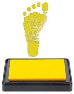 Baby Stempelkissen für Hand- und Fussabdruck, Kinder Fingerabdruck Pigmentkissen Stempelfarbe für Papier DIY Handwerk, Clean Touch Stempelkissen für Baby Shower, Geburtstag Geschenk, Waschbar (Gelb)