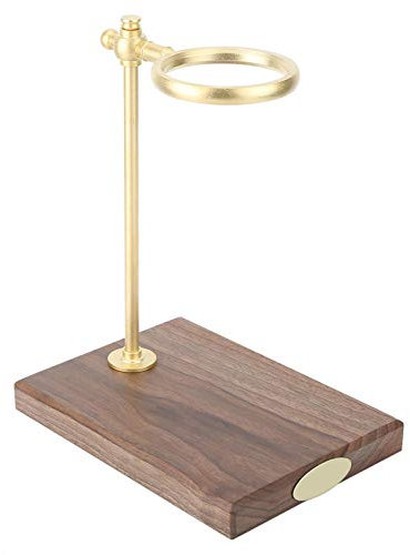 ZenithAur Support de filtre à café, support de filtre à café en laiton avec base en bois stable pour la préparation et le brassage du café