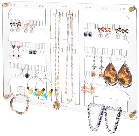 PH PandaHall 30x40cm Porta Orecchini in Acrilico Porta Orecchini Organizer da Parete, Supporto per Orecchini Appeso per Orecchini Forati Orecchini A Clip