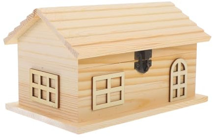 PHENOFICE Wooden Houses for Crafts Pine Piggy Bank House Shape Money Box Boys and Girls Toy Multi-function Saving Bank