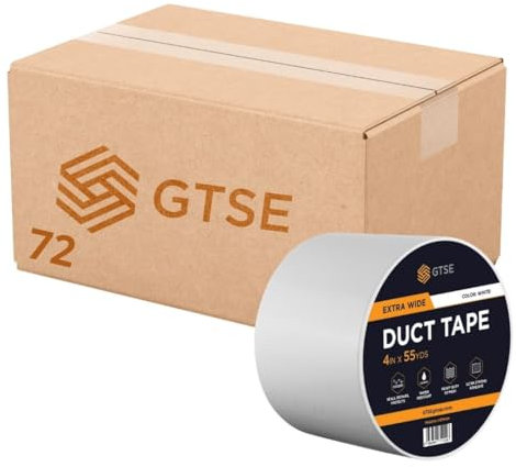 GTSE - Gewebeband Weiß - 100 mm x 50 m - 72 Rollen - strapazierfähiges Panzerband - wasserdichtes Klebeband zum Reparieren, Befestigen, Bündeln, Verstärken und Abdichten