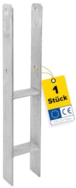 GRUNDLINE Support de poteau d'ancrage en H 10 x 10 cm - Ancre de poteau - Support de poteau à sceller dans le béton - Pied de support - Chaussure de poutre - Support de poteau - Connecteur en bois