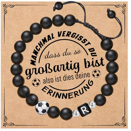 Fußball Geschenke für Jungs Personalisiertes Geschenk Initialen Fußball-Armband (R)