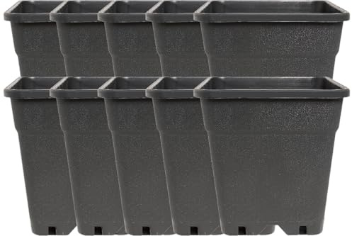 Imagro 10 x Topf in verschiedenen Größen vierkant schwarz Pflanztopf Flanzgefäß (5 Liter)