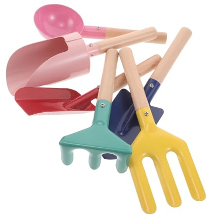 BESPORTBLE Kit de Jardinage pour Garçon Fille avec Manche Bois Pelle et Râteau pour Plage et Jardin Outils Robustes et Adaptés Aux Petits pour Activités Extérieures Éducatives