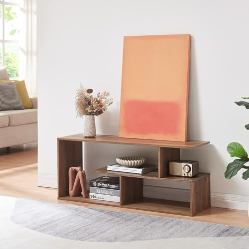 [en.casa] TV Schrank offen Anän Lowboard Fernsehtisch Wohnzimmer Fernsehregal 100 x 30 x 42 cm Sideboard Walnussoptik