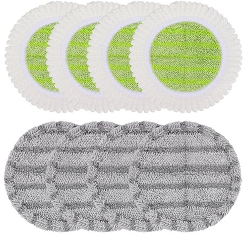 6.3 inch Electric Spin Mop Pads Compatible with Vmai Alfabot Qimedo Idoo Eous Bi-ssell Electric Corldess Spin Mop, Round Spin Mop Replacement Pad Microfiber Scrubber Refill for Floor Cleaning (8 Pack)