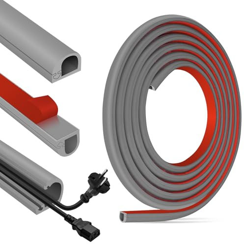 Cable Trunking for Electric Cables Self Adhesive Conduit Trunking with Side Open Design for Wall Floor TV Wire Hider (14mm×10mm×3m, Grey)
