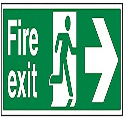 V Safety,Green,14004BP-R Fire Exit Arrow Right Sign - Landscape - 600mm x 200mm - 1mm Rigid Plastic