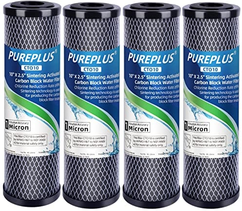 Icepure ICP-S-CTO10 Kohleblock-Filterkartusche ersatz für das ganze Haus, Sinter-Aktivkohle, Wasserfilter, 25,4 x 6,3 cm, 4 Stück