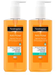 Neutrogena Anti-Pickel Gesichtsreinigung, Tägliches Waschgel mit Salicylsäure für unreine Haut, ölfrei, 2 x 200ml