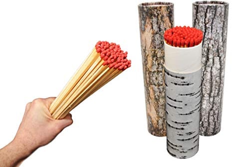 603110WU, 2 x 75 Stück (=150) XXL Maxi Grill und Kamin Streichhölzer, 20 cm, in Baumrindendesign Verpackung, rote Köpfe, Grillstreichhölzer Kaminstreichhölzer, Jumbostreichhölzer