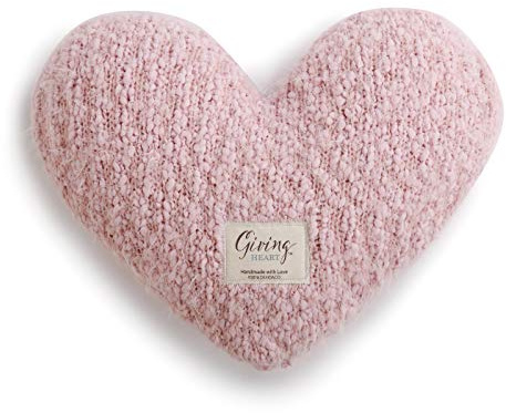 DEMDACO Pale Pink Soft Heart Shaped 10 x 11 inch Plush Polyester Decorative Throw Giving Pillow