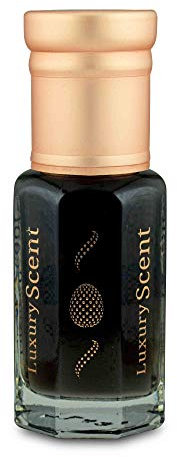 Luxury Scent Flacon noir d’huile parfumée à l’oud et patchouli, flacon à bille, parfum Attar de qualité, unisexe et durable, 6 ml
