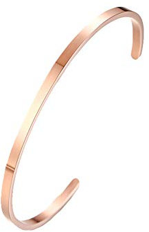 PAURO Uomo Donna Bracciale Rigido Acciaio Inossidabile 3MM Apertura Pianura per Unisex in Oro Rosa Diametro 64MM