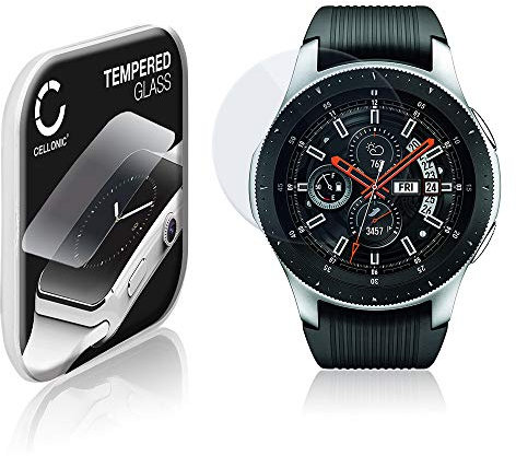 CELLONIC 9H Display Schutzglas für Samsung Galaxy Watch - 46mm (SM-R800) Smartwatch, 2.5D Full Glue Screen Protector Glass, Fitness Tracker Displayschutz Glas Transparent Schutzfolie