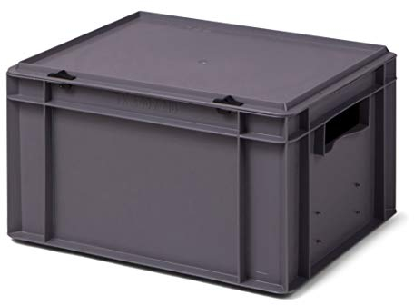 1a-TopStore Design Aufbewahrungsbox mit Deckel | Stapelbox stapelbar | 5 Farben | 8 Größen (40x30x22 cm, grau)