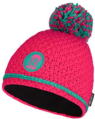 Trollkids Mädchen Bommelmütze Hemsedal, Pink/Pfauengrün, Größe 2-5 Years; 48-52cm
