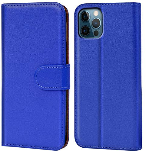 Verco Handyhülle für iPhone 12 Hülle, iPhone 12 Pro Hülle Klapphülle für Apple iPhone 12/12 Pro Tasche PU Leder Flip Case Schutzhülle Brieftasche (6,1 Zoll) - Blau