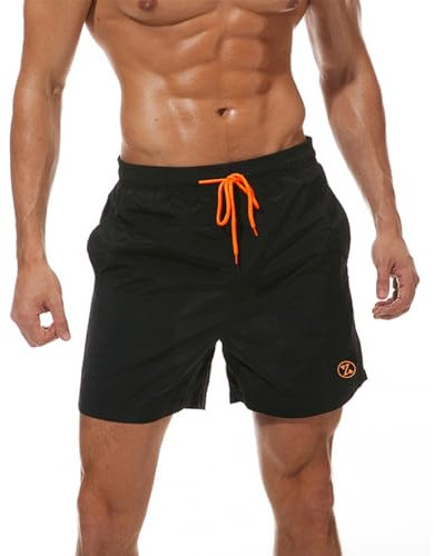 ZOXOZ Badeshorts Herren Badehose Herren Shorts Kurze Hosen Herren Schnelltrocknend Männer Schwimmhose Boardshorts Strandshorts Herren Beachshorts mit Mesh-Futter Verstellbarem Tunnelzug Schwarz XL