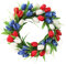 SLDHFE Artificial Tulip Wreath 15.7inch Silk Tulip Wreath Simulation Tulip Wreath White Red and Blue Flower Garland for Front Door Wall Window Festival Decoration