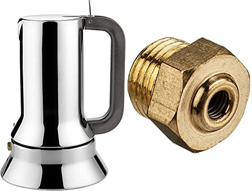 Alessi 9090/1 Caffettiera Espresso In Acciaio Inossidabile 18/10 Lucido & 19660-9090 Valvola Sicurezza
