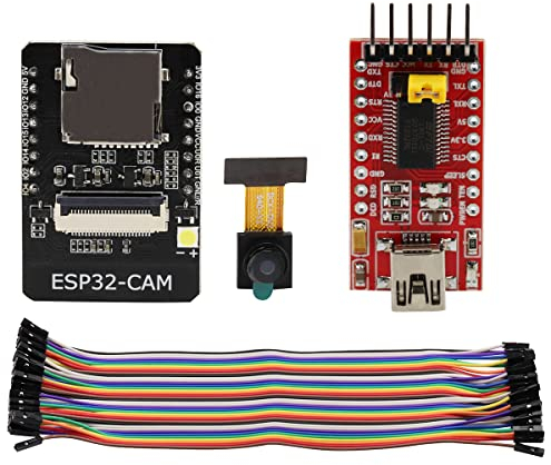 Heevhas WiFi + Bluetooth Modul Kit 4M PSRAM Dual-Core 32 Bit CPU Entwicklungsboard + OV2640 2MP Kameramodul + FT232RL Adapter USB zu TTL Serielles Modul + 40 pin Weiblich Überbrückungsdraht