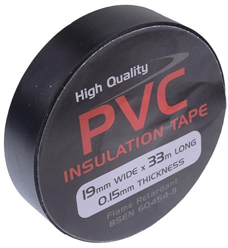 Switch Electronics 19mm x 33m Coloured PVC Insulation Insulating Self Adhesive Tape BSEN 60454-2 (Pack of 1, Black)