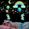 Wandsticker Leuchtender Häschen Wandtattoo Kinderzimmer Deko, Leuchtsterne Regenbogen Leuchtsticker, Geschenke Wandaufkleber fürMädchen Schlafzimmer, Leucht Wanddeko für Babyzimmer Spielzimmer Junge