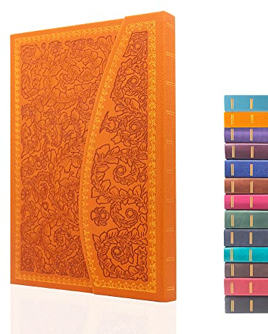 VICTORIA'S JOURNALS Magnetisches Tagebuch, geschnitztes Vintage-Notizbuch, Kunstleder, Hardcover, persönliches Tagebuch, linierte Seiten, Lesezeichen, 20,3 x 14,5 cm