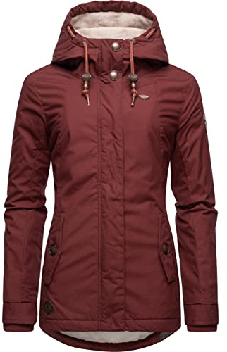 Ragwear Damen warme kurze Winterjacke mit Kapuze Monade Intl | Länge: po-bedeckend | Wärmegrad 3 von 3 – warm gefüttert | wasserabweisend | große Kapuze | für den Winter