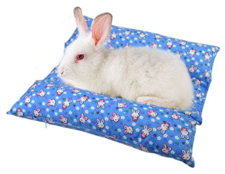 vomvomp Kaninchen-Kuschelbett mit zwei abnehmbaren Kissen für Kaninchen, verhindert wunde Sprunggelenke, Flop-Bett