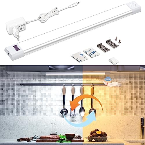 WOBANE Unterbauleuchte küche LED Dimmbar,5 Lichtfarben,Heller LED Lichtleiste mit Berührungsloser Sensor,LED küchenbeleuchtung unterbau,Unterschrank Beleuchtung für Regale,Werkbank,30cm