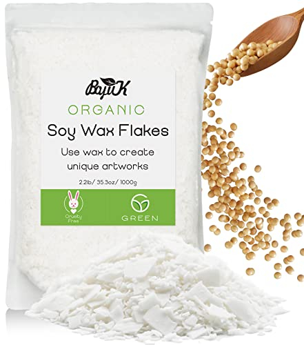 Sojawachs flocken für Kerzen 1KG / 2KG / 5KG, BOYUJK Premium Natürlich Kerzenwachs, 100% Sojawachs für die Kerzenherstellung aus biologischem Anbau, ohne Zusatzstoffe, Harmlos und Rein