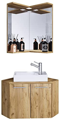 VCM Conjunto de Muebles de baño de 3 Piezas WC para Invitados Lavabo esquinero pequeño Vilosa Conjunto de Muebles de baño de 3 Piezas WC para Invitados Lavabo esquinero pequeño Vilosa