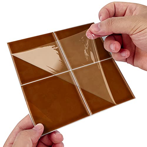 Alwayspon 25 Stück x 15 cm Orange Mosaik-Effekt, dicke Fliesenaufkleber, Vinyl, selbstklebender Spritzschutz, wasserdicht, zum Aufkleben auf Fliesen, für Küche, Badezimmer, Wand