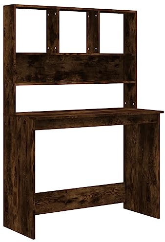 vidaXL Scrivania Mensole Rovere Fumo 102x45x148 cm Legno Multistrato