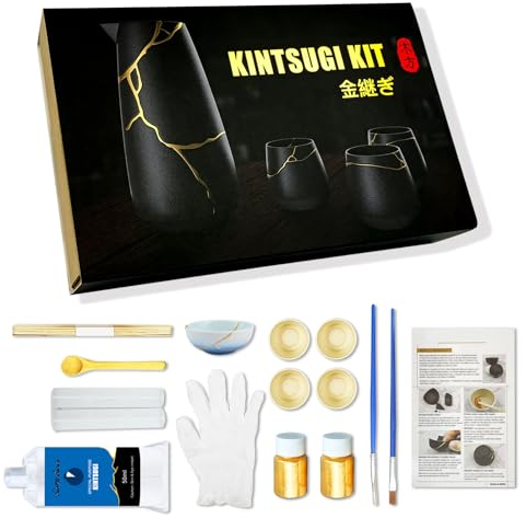 Kintsugi Reparaturset, Gold, japanisches Kintsugi-Set kann verwendet werden, um gebrochene Keramik, Glas zu reparieren, Kintsugi-Kleber kann Ihre sinnvolle Keramik reparieren, schaffen Sie ein
