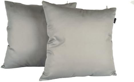 DiseLio - Fundas Cojines 45x45 Color Liso Gris Perla - Juego 2 Fundas Cojín Sofá y Cama Almohadones Decorativos Tejido Fuerte Resistente Algodón y Poliéster Cremallera Oculta (45x45 Gris P)