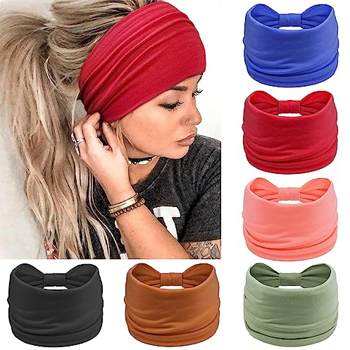 PROPOG Haarband Damen Stirnband Damen Sommer, Elastische Haarbänder Damen Breit Stirnbänder Yoga Haarreifen Kopfband Haarschmuck 6 Stück