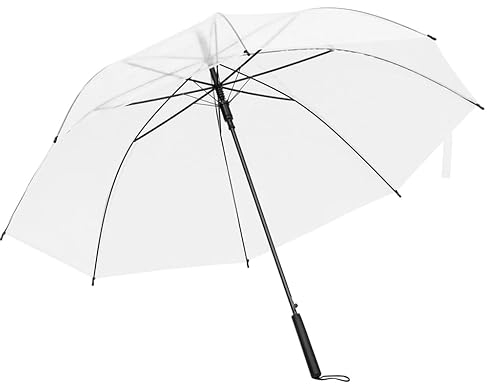 vidaXL Paraguas Palo Manual Sombrilla de Lluvia Antiviento Hombre Mujer Portátil Viaje Camina Acampa Caza Robusto Duradero Transparente 107 cm
