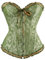 Springcmy Women Plus Size Corset Tops Boned Overbust Bustier Shapewear Lingerie Floral Lace Up Ruffle Trim Waist Push Up Bodysuit (A-Green, M)