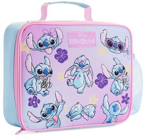 Disney Stitch Bolsa de Almuerzo Termica Portátil para Niños (Rosa/Azul)