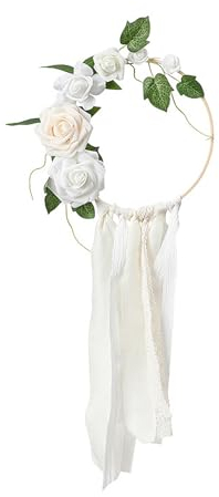 Künstliche Blumen Türkranz Deko, Künstliche Eukalyptus Rose Türkranz Girlande Hängende Blume Runder Wandkranz Dekoration, für DIY Geburtstag Hochzeit Party Wohnaccessoires Deko(Weiß)
